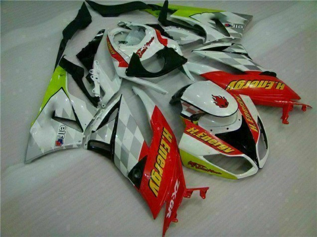 2009-2012 White Red H. Energy Kawasaki ZX6R Motorcycle Fairings Kit UK 2009-2012 White Red H. Energy Kawasaki ZX6R Motorcycle Fairings Kit UK