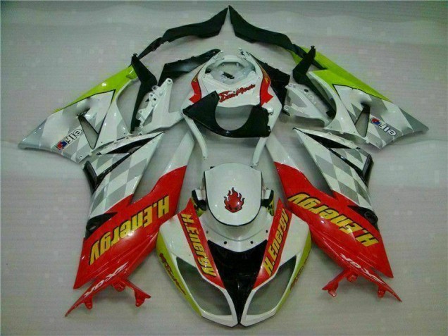 2009-2012 White Red H. Energy Kawasaki ZX6R Motorcycle Fairings Kit UK 2009-2012 White Red H. Energy Kawasaki ZX6R Motorcycle Fairings Kit UK