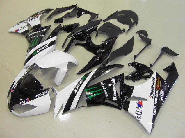 2009-2012 White Monster Kawasaki ZX6R Moto Fairings UK