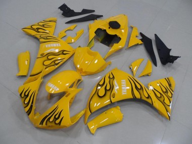 2012-2014 Yellow Black Flame Yamaha YZF R1 Motorcyle Fairings UK