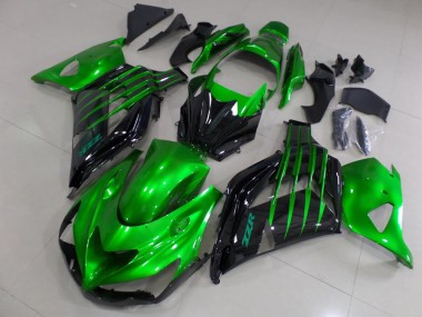 2012-2021 Candy Green and Black Kawasaki ZX14R ZZR1400 Motorcycle Fairings Kits UK