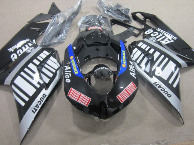 2007-2014 Black White Advance Alice Ducati 1098 Replacement Fairings UK 2007-2014 Black White Advance Alice Ducati 1098 Replacement Fairings UK