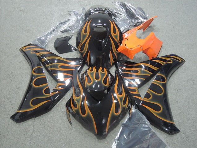 2008-2011 Black Orange Flame Honda CBR1000RR Motorcycle Fairings Kit UK 2008-2011 Black Orange Flame Honda CBR1000RR Motorcycle Fairings Kit UK