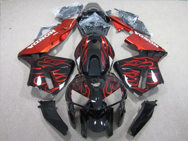 2005-2006 Black Red Flame Honda CBR600RR Motorcycle Fairings Kits UK 2005-2006 Black Red Flame Honda CBR600RR Motorcycle Fairings Kits UK