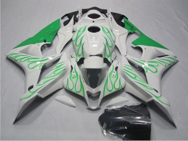 2007-2008 White Green Flame Honda CBR600RR Motorcycle Fairings Kits UK
