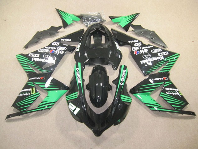 2003-2005 Black Green C-Shock Monster Kawasaki ZX10R Motorbike Fairing UK 2003-2005 Black Green C-Shock Monster Kawasaki ZX10R Motorbike Fairing UK