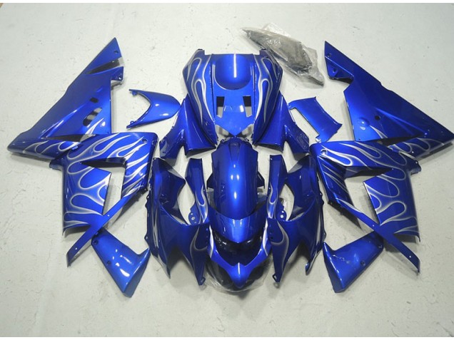 2003-2005 Blue White Flame Kawasaki ZX10R Motorcycle Replacement Fairings UK 2003-2005 Blue White Flame Kawasaki ZX10R Motorcycle Replacement Fairings UK