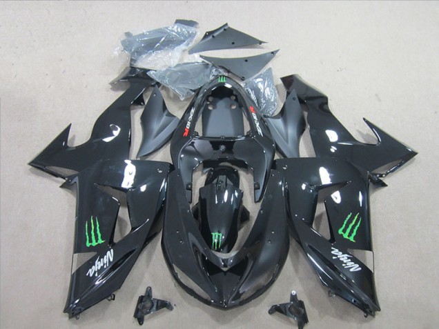2006-2007 Black Green Monster Ninja Kawasaki ZX10R Motorcycle Fairings Kit UK 2006-2007 Black Green Monster Ninja Kawasaki ZX10R Motorcycle Fairings Kit UK