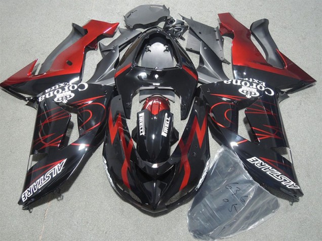 2006-2007 Black Red Corona Extra Kawasaki ZX10R Motorcycle Bodywork UK 2006-2007 Black Red Corona Extra Kawasaki ZX10R Motorcycle Bodywork UK