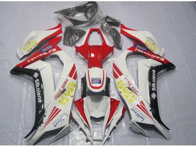 2011-2015 White Red Silkolene Kawasaki ZX10R Motorcycle Fairings Kit UK 2011-2015 White Red Silkolene Kawasaki ZX10R Motorcycle Fairings Kit UK