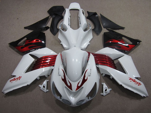 2006-2011 White Red Ninja Kawasaki ZX14R ZZR1400 Motorcycle Fairings Kits UK
