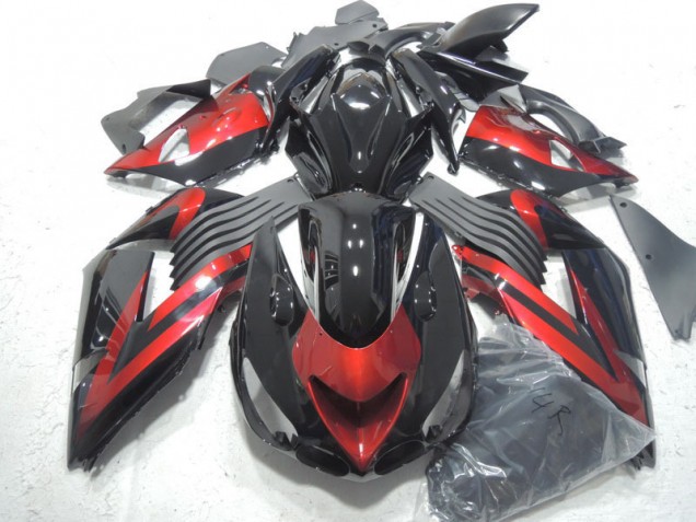 2006-2011 Black Red Kawasaki ZX14R ZZR1400 Motorcycle Fairings Kit UK