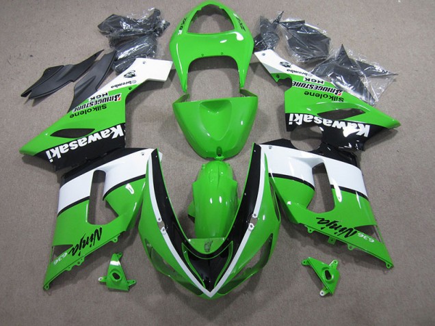 2005-2006 Green White Black Ninja 636 Kawasaki ZX6R Bike Fairings UK 2005-2006 Green White Black Ninja 636 Kawasaki ZX6R Bike Fairings UK