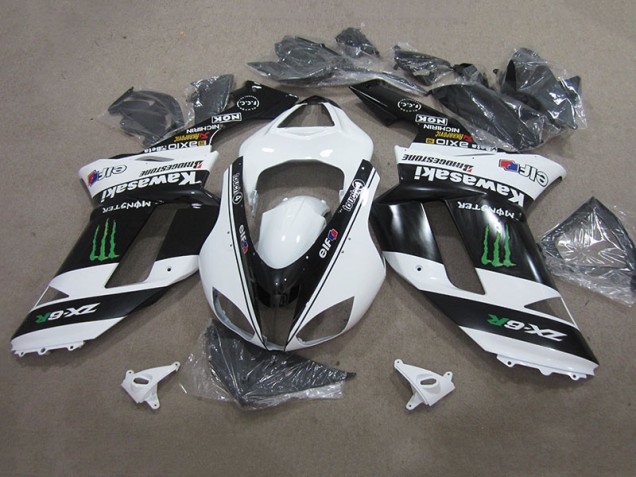 2007-2008 Black White Monster Kawasaki ZX6R Replacement Motorcycle Fairings UK 2007-2008 Black White Monster Kawasaki ZX6R Replacement Motorcycle Fairings UK