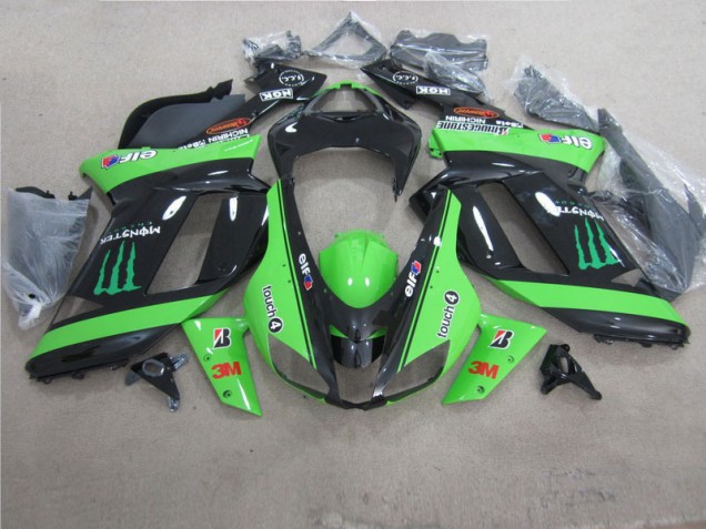 2007-2008 Green Black 3M Monster Kawasaki ZX6R Motorbike Fairing UK 2007-2008 Green Black 3M Monster Kawasaki ZX6R Motorbike Fairing UK