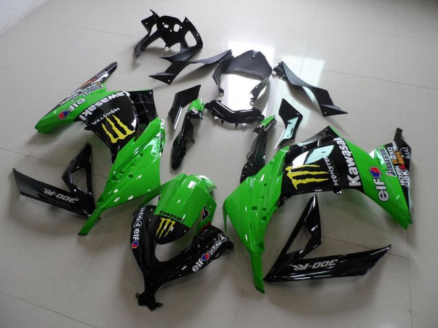 2013-2016 Black Green Monster Kawasaki ZX300R Motorcycle Fairings Kits UK 2013-2016 Black Green Monster Kawasaki ZX300R Motorcycle Fairings Kits UK
