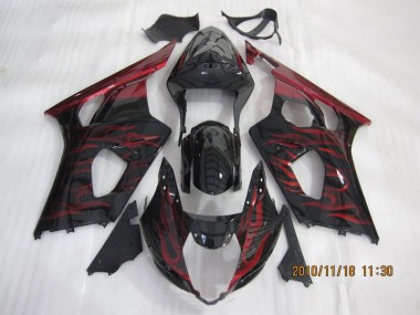 2003-2004 Black Red Flame Suzuki GSXR1000 Motorcycle Bodywork UK