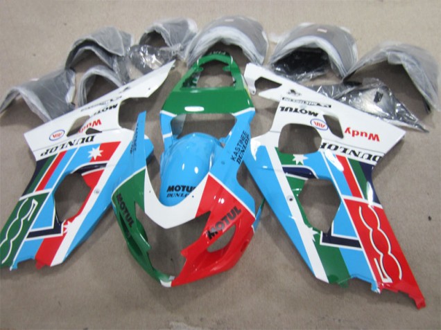 2001-2003 Blue Green White Motul Suzuki GSXR600 Motorcycle Bodywork UK 2001-2003 Blue Green White Motul Suzuki GSXR600 Motorcycle Bodywork UK