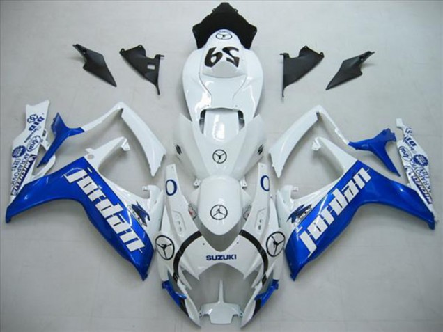 2006-2007 White Blue Jordan Suzuki GSXR600 Motorcycle Fairings Kit UK 2006-2007 White Blue Jordan Suzuki GSXR600 Motorcycle Fairings Kit UK