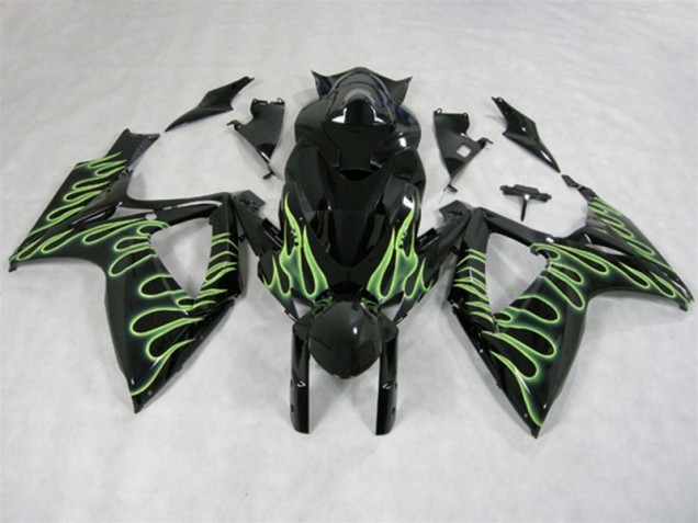 2006-2007 Black Green Flame Suzuki GSXR600 Motorcycle Fairings UK 2006-2007 Black Green Flame Suzuki GSXR600 Motorcycle Fairings UK