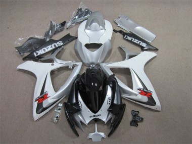 2006-2007 Black White Suzuki GSXR600 Motorcycle Fairing Kit UK