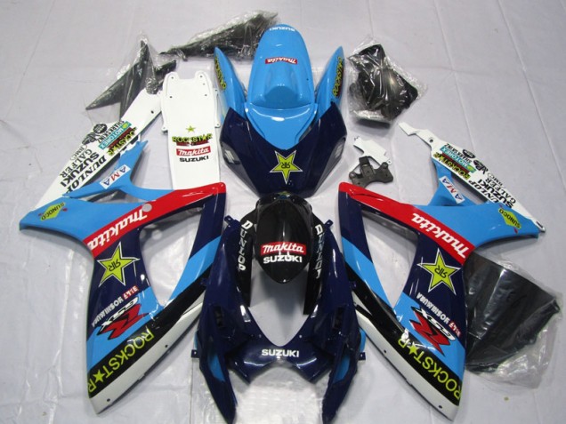 2006-2007 Blue White Rockstar Makita Suzuki GSXR600 Motor Bike Fairings UK 2006-2007 Blue White Rockstar Makita Suzuki GSXR600 Motor Bike Fairings UK