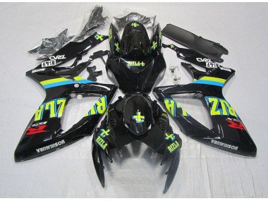 2006-2007 Black Yellow Rizla Suzuki GSXR600 Moto Fairings UK