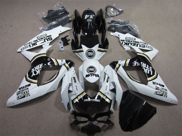 2008-2010 White Lucky Strike Black Motul Suzuki GSXR600 Motorbike Fairings UK 2008-2010 White Lucky Strike Black Motul Suzuki GSXR600 Motorbike Fairings UK