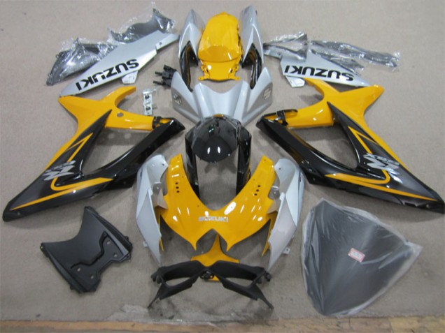 2008-2010 Yellow White Black Suzuki GSXR600 Motorcycle Fairing Kits UK 2008-2010 Yellow White Black Suzuki GSXR600 Motorcycle Fairing Kits UK