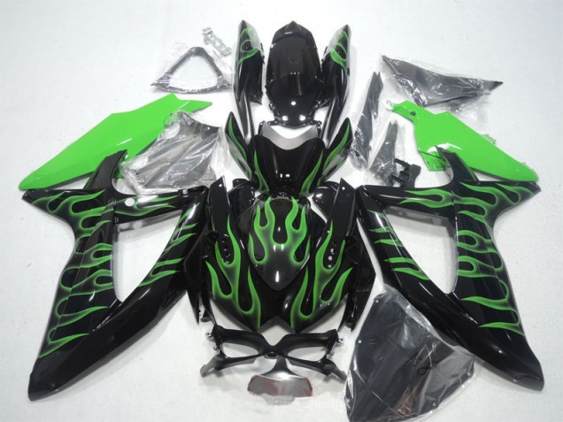 2008-2010 Black Green Flame Suzuki GSXR600 Bike Fairings UK 2008-2010 Black Green Flame Suzuki GSXR600 Bike Fairings UK