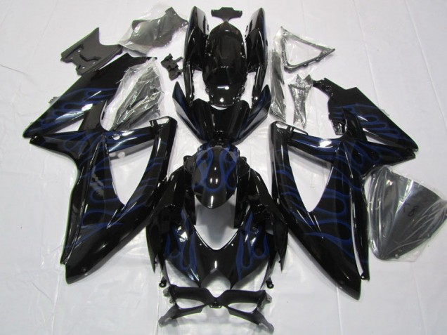 2008-2010 Black Blue Flame Suzuki GSXR600 Bike Fairing UK 2008-2010 Black Blue Flame Suzuki GSXR600 Bike Fairing UK