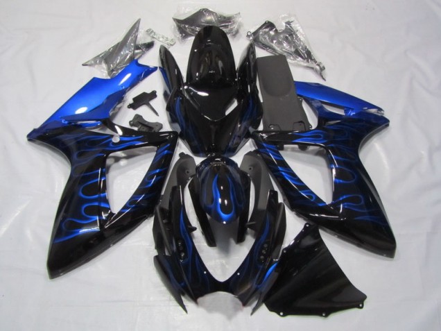 2006-2007 Black Blue Flame Suzuki GSXR750 Bike Fairings UK 2006-2007 Black Blue Flame Suzuki GSXR750 Bike Fairings UK