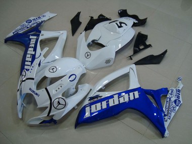 2006-2007 Blue White Jordan Suzuki GSXR750 Motorcycle Fairings Kits UK