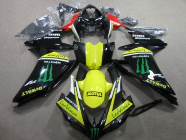2007-2008 Black Yellow Motul Leovince Yamaha YZF R1 Motorcycle Fairings Kit UK