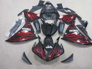 2012-2014 Black Red Flame Yamaha YZF R1 Motor Fairings UK