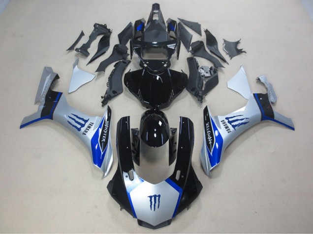 2015-2019 Silver Black Blue Monster Yamaha YZF R1 Motorcycle Fairing Kits UK 2015-2019 Silver Black Blue Monster Yamaha YZF R1 Motorcycle Fairing Kits UK