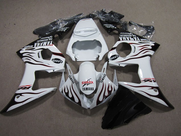 2003-2005 White Black Flame Shark Yamaha YZF R6 Replacement Fairings UK 2003-2005 White Black Flame Shark Yamaha YZF R6 Replacement Fairings UK